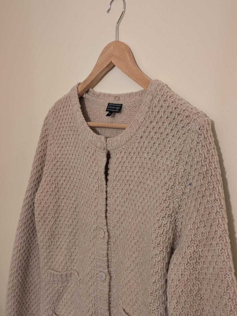 Bloomings Amsterdam Wool Camel Hair Blend Knit Pocket Cardigan Size Small